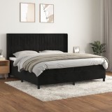 vidaXL Pat box spring cu saltea, negru, 200x200 cm, catifea 3132821