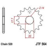 Pinion fata 12 dinti pas lant 520 &ndash; Gas Gas EC 125 (01-11) - EC 125 Racing (10-13) - KTM LC2 2T (97-00) - Yamaha YZ 125 (87-04), Oem