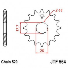 Pinion fata 12 dinti pas lant 520 – Gas Gas EC 125 (01-11) - EC 125 Racing (10-13) - KTM LC2 2T (97-00) - Yamaha YZ 125 (87-04)