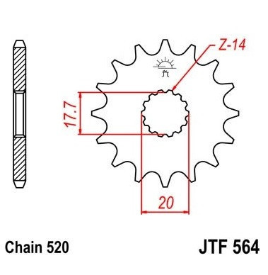 Pinion fata 12 dinti pas lant 520 &amp;ndash; Gas Gas EC 125 (01-11) - EC 125 Racing (10-13) - KTM LC2 2T (97-00) - Yamaha YZ 125 (87-04) foto