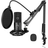 Cumpara ieftin Microfon Profesional T669, USB, Cardioid, Reducere Zgomot, Control Volum, Filtru Pop, Brat Ajustabil, Suport Soc, Plug &amp; Play, PC, Mac, PS4, PS5, Negr