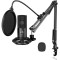 Microfon Profesional T669, USB, Cardioid, Reducere Zgomot, Control Volum, Filtru Pop, Brat Ajustabil, Suport Soc, Plug &amp; Play, PC, Mac, PS4, PS5, Negr