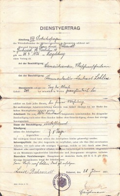 A3095N Dienstvertrag, Milit&amp;auml;r-Verwaltung in Rum&amp;auml;nien/Contract de angajare, Administrația militară (germană) &amp;icirc;n Rom&amp;acirc;nia, 1917 foto
