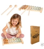 Xilofon din Lemn pentru Copii cu 8 Note si 2 Baghete Instrument Muzical