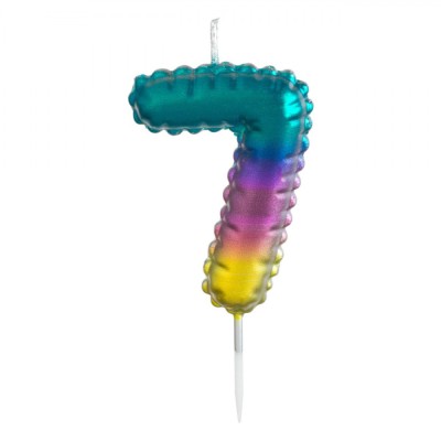 Lum&amp;acirc;nare Aniversară, Ombre Metalizată, Număr 7, Multicolor, Parafină foto