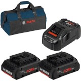 Bosch ProCORE + GAL 1880 CV + 1619BZ0100 - Set 2 acumulatori si incarcator Li-Ion 18 V 4 Ah + Geanta textila