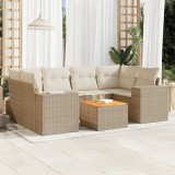 Gossi set canapele de gradina, 7 piese, cu perne, bej, poliratan