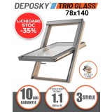 LICHIDARE DE STOC DEPOSKY TRIO GLASS 78X140 fereastra mansarda, 3 sticle, rama inclusa, maner jos