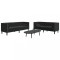 Set canapele Chesterfield cu perne rulou 2 piese negru catifea