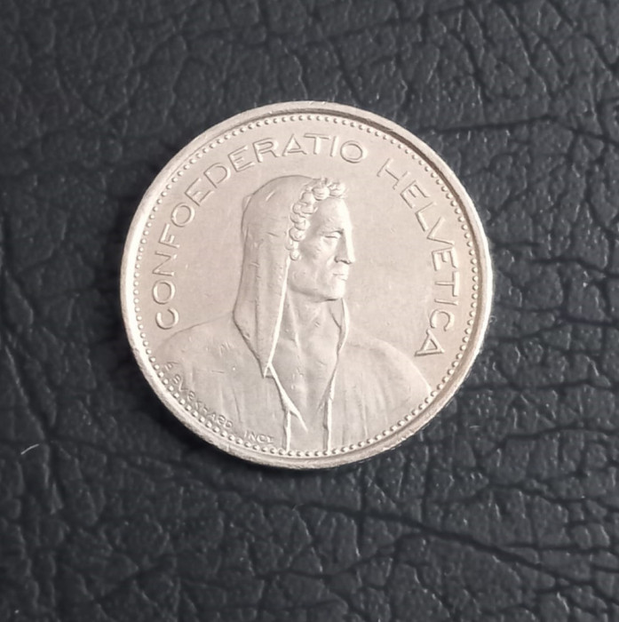Elvetia 5 francs 1977 moneda cupru nichel