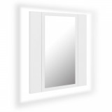 Dulap de baie cu oglindă &amp; LED, alb, 40x12x45 cm, acril, vidaXL