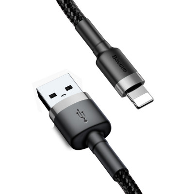 Baseus - Cafule Cablu de date - USB la Lightning, 1.5A, 2m - Negru foto