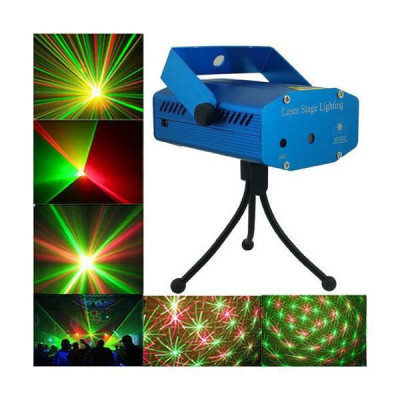 Mini proiector laser, led, rosu, verde, joc de lumini, trepied, stroboscop foto