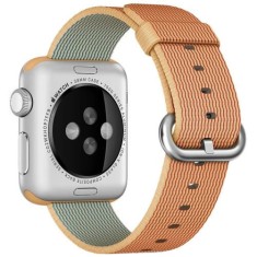 Curea iUni compatibila cu Apple Watch Ultra/SE/8/7/6/5/4/3/2/1, 44mm, Nylon, Woven Strap, Gold/Red