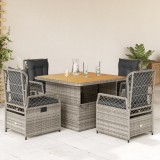 Cumpara ieftin Set mobilier de grădină cu perne, 5 piese, gri, poliratan