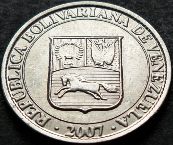 Moneda exotica 25 CENTIMOS - VENEZUELA, anul 2007 * cod 4983 = A.UNC