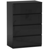 Comodă HOMCOM cu 4 Sertare, Lemn, Modernă, 55x33x80 cm, Negru
