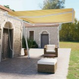 vidaXL Copertină autonomă retractabilă manual, galben/alb, 450x350 cm 3069638