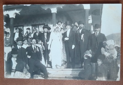 Fotografie tip carte postala, necirculata, nunta in perioada interbelica foto