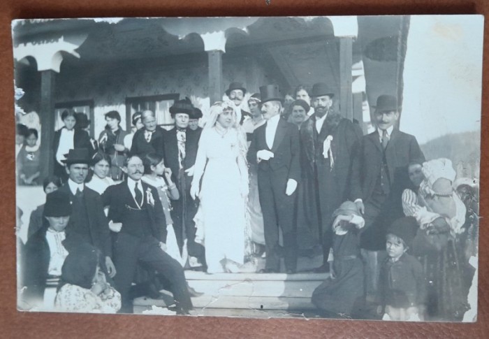 Fotografie tip carte postala, necirculata, nunta in perioada interbelica