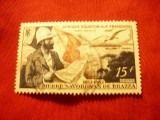 Serie Africa Ecuatoriala Franceza 1951 - Explorator , 1 val. 15fr stampilata