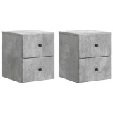 vidaXL Dulap de noapte suspendat 2 pcs Gri Beton 34,5 x 33 x 40 cm 899152