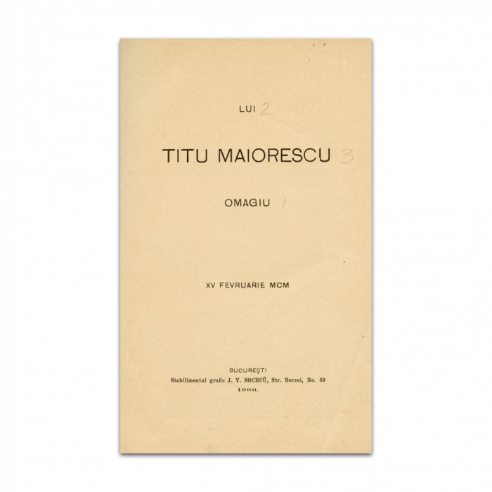 Omagiul lui Titu Maiorescu, 1900