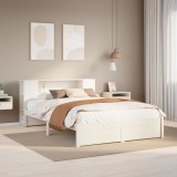VidaXL Pat cu bibliotecă fără saltea, alb, 140x200 cm, lemn masiv pin