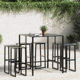 Cumpara ieftin Set bar de grădină 7 piese, negru, oțel vopsit electrostatic