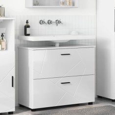 vidaXL Dulap de Baie Alb foarte lucios 76.5 x 35 x 64 cm Lemn compozit 883298