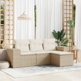 VidaXL Set canapele de grădină, 4 piese, cu perne, bej, poliratan