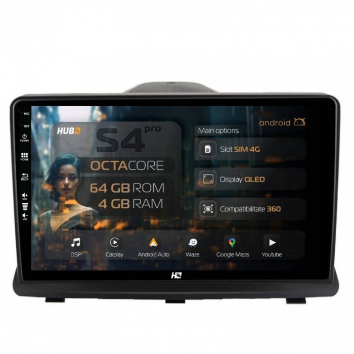 Navigatie Opel Antara (2006-2015) 4GB RAM Android 13 Octacore Slot Sim 4G DSP GPS Wi-FI Carplay Android Auto USB Bluetooth Waze Touchscreen 9 inch