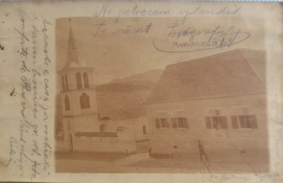 1910 CP Foto exceptionala cu poveste Biserica din Miercurea Sibiului Szerdahely foto