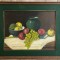 Tablou rustic 1972 Natură Statică cu Fructe pictura ulei &icirc;nrămat 42x52cm