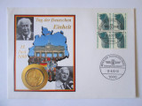 Ziua Unitatii Germane 17 iunie 1990,plic filatelic cu moneda comemorativa 1 Mark