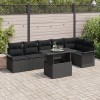 Gossi set de canapea de gradina cu 7 piese cu perne, negru, ratan polimeric