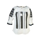 Bluza dama casual R 124, marime XL, alb/auriu metalizat