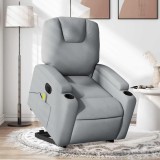 VidaXL Fotoliu electric masaj rabatabil cu ridicare, gri &icirc;nchis textil