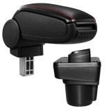 [pro.tec]&reg; Cotiere auto Ford Ka+ (generatie 3. ), incepand cu 2014, imitatie piele, negru cu cusatura rosie, si compartiment pentru depozitare HausGar