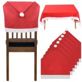Set 6 huse pentru scaune si fata de masa de Craciun, model Mos Craciun