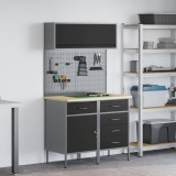 vidaXL Set de dulapuri de lucru cu sertar cu raft Manual 5 pcs Negru 3321426