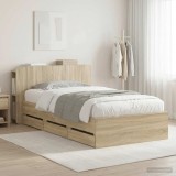 Cumpara ieftin Cadru de pat cu depozitare si tablie Stejar Sonoma 80 x 200 cm
