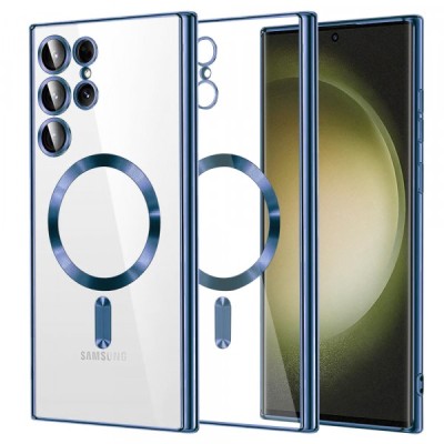 Husa MagSafe pentru Samsung Galaxy S23 Ultra S918, Techsuit, Luxury Crystal, Albastra foto
