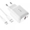 Incarcator Retea Cu Cablu Lightning Tech-Protect C20W, 20W, 3A, 1 x USB-A - 1 x USB-C, Alb