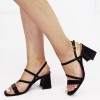 Sandale Dama Elegante Negre Toc Masiv 7cm Piele Eco Catarama 3261 M12