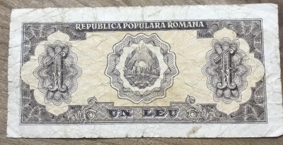 (BNK A) Romania bancnota 1 leu 1952 foto