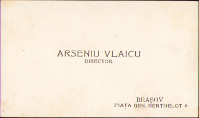 HST A1865 Carte de vizită Arsenie Vlaicu director școala comercială Brașov foto