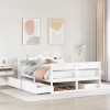 Gossi cadru de pat fara saltea, alb, 140x190 cm, lemn masiv de pin