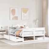 Gossi cadru de pat fara saltea, alb, 140x190 cm, lemn masiv de pin