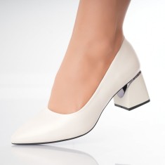 Pantofi dama cu toc Bej din Piele Ecologica Nerina, 37